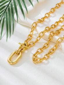 1 件时尚银色金属链多层项链，创意粗链设计，适合派对和日常佩戴 - 銀色 - 查看 11