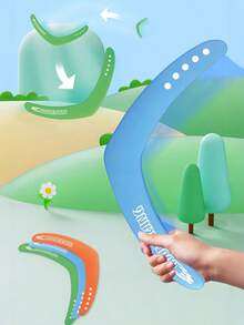 1pc Boomerang, Outdoor Toy. When Thrown, It Can Draw An Arc In The Air And Fly Back To The Player, Bringing Surprise And Fun, Increasing The Interactivity And Challenge Of The Game. Skill Training: Helps Train The Player's Hand-Eye Coordination, Arm Strength, And Body Balance. Suitable For Outdoor, Party, Team Building, And Entertainment. - Multicolor - View 2