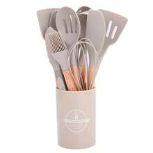 12pcs Silicone Kitchen Utensil Set - Cooking Tools With Stand, Spatula, Spoon, Whisk, Suitable For Non-Stick Pans, Heat Resistant Kitchen Gadgets - Multicolor - View 5