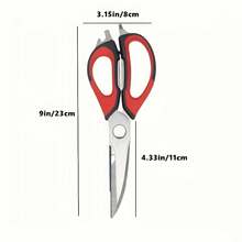 7-In-1 Multifunctional Heavy Duty Kitchen Scissors, Suitable For Food, Detachable Design, Stainless Steel Multifunctional Cooking Food Scissors With Magnetic Stand - Black-1 Pcs - View 4