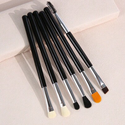 6pcs Eyeshadow Brush Set, Ultra Soft Fiber Eye Makeup Brushes Including Eyeshadow Brush, Blending Brush, Concealer Brush, Detail Brush And Eyebrow/Lash Groomer, Sculpted Natural Makeup Tools