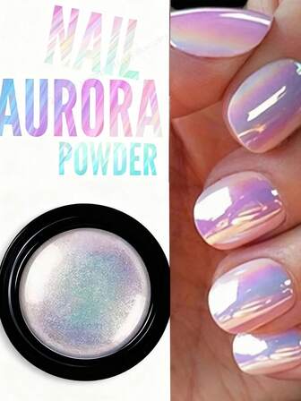 1Jar Pearl Effect Nail Powders Mirror Aurora Chrome Mermaid Nails Art Powder Rainbow AB Magic Mirror Pearl Shell Powder Supplies