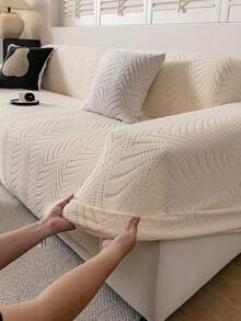 1pc All-Season Stretchy Sofa Cover, Anti-Slip Full Coverage Sofa Seat Cushion Slipcover, Machine Washable Dust-Proof Sofa Blanket, Pet-Friendly For Bedroom, Office, Living Room, Single/2/3/4 Seater - Beige - View 9