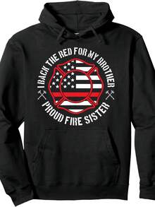 Proud Fire Sister Firefighter Sister Of A Fian Sis Pullover Hoodie,Christmas Thanksgiving New Year Birthday Hoodie Gifts For Mom Dad Men Women Friends, Black Soft Fabric - Phong cách 18 - Xem 1