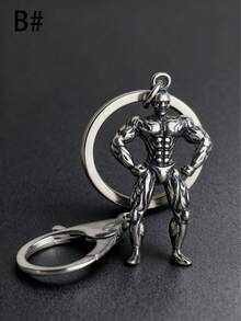 1个合金哑铃钥匙扣，肌肉线条设计，男女皆宜的励志礼物，适合运动、健身、减肥，可打开的环形扣，健身礼物 | 肌肉图案设计 | 励志健身铜质钥匙扣，生日、圣诞节送给他、男友、丈夫的最佳励志钥匙扣礼物 - 白色 - 查看 4