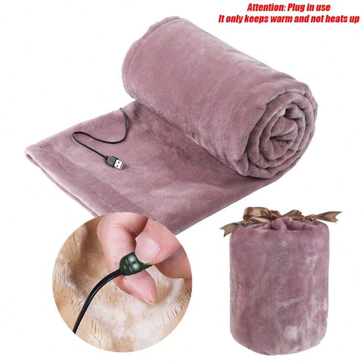 USB供电电热毯，保暖覆盖，可穿戴披肩，加热垫，适用于办公室、户外露营旅行、轮椅罩。颜色可选灰色、粉色、卡其色。温度可调 - 大號 - 查看 13