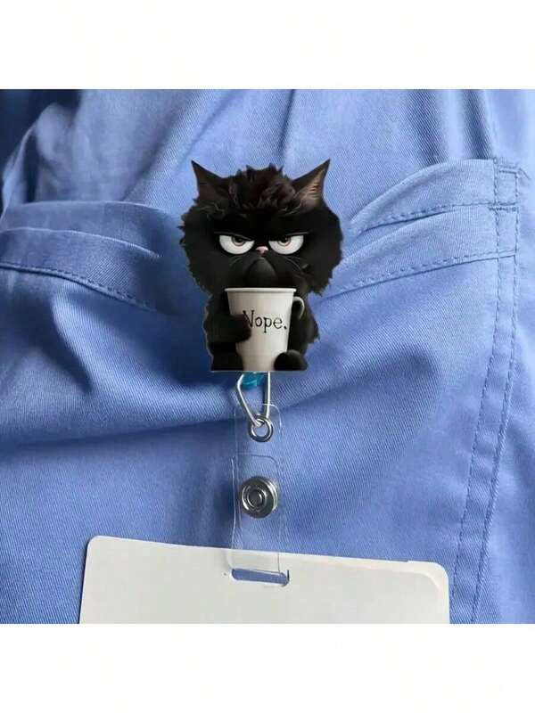2D Flat, 2D Rose Flower Badge With Retractable Lanyard ID Card Holder, Suitable For Nurse, Teacher, Office Worker Name Tag Accessories.Acrylic Flat Surface Cat Name Tag Clip For Tea Cup, ID Card Holder, With Retractable Easy-Pull Buckle.
