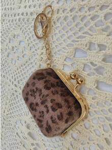 复古毛绒豹纹挂饰迷你包首饰收纳盒零钱包钥匙扣配件金色钥匙扣包饰钱包挂件钥匙圈 - 彩色 - 查看 13