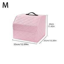AD Premium Car Trunk Storage Box, Quilted Foldable Car Organizer Box, Multi-Functional Storage Container, Practical & Cute Bow Design, Available In Pink & Black - one-size - View 14