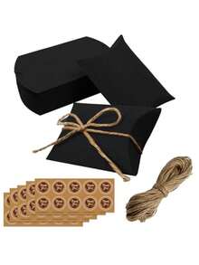 10个/30个/50个装可折叠牛皮纸枕形礼盒，配麻绳，感谢礼盒，适用于婚礼、新娘送礼会、生日、新年和节日礼品包装盒 - 彩色 - 查看 1