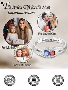 1pc S925 Sterling Silver Umbilical Cord Tie Garnet Birthstone Ring, Garnet Zirconia + S925 Silver Setting, Life's Blood Guardian Ring, Mother's Day/Birthday/Halloween/Christmas/Valentine's Day Gift, Comes With Gift Box - Birthstone - View 5