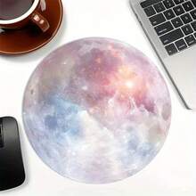 1 Purple Marble Moon Cute Mouse Pad, Office Desk Circular Mouse Pad, Small Mini Travel Mouse Pad With Anti Slip Rubber Base, 7.87 Inch Diameter Suitable For Work Wireless Computer Laptop, Office Desk Accessory Single 47g - Multicolor - View 5