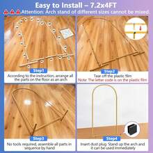 TAIMASI 3 Set Metal Arch Backdrop Stand, Golden Wedding Arch Stand Set Of 3(7.2Ft+6.6Ft +6Ft), Stable Wedding Arch Frame For Wedding Birthday Party Shower Ceremony Graduation Decoration Christmas | Durable Metal Stand, Wedding Decorations Supplies, Anniversary - Gold - View 7