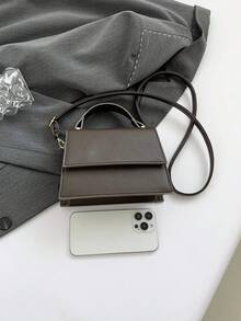 Neue Vintage Damen Handtasche, elegante und modische einfarbige lässige Klappe kleine quadratische Umhängetasche, Schulter Umhängetasche für den Arbeitsweg - Kaffeebraun - Übersicht 10