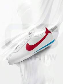 Cortez White Varsity Blue Varsity Red (GS)– Big Kids Lifestyle Sneakers – Shoes For Youth/Women - Vintage -Spring & Summer-Inspired Running Shoes, Shock-Absorbing Comfort, Gym To Streetwear Casual Wear-Easter Gift–DM0950 115 - 白/校隊藍/校隊紅 - 查看 1