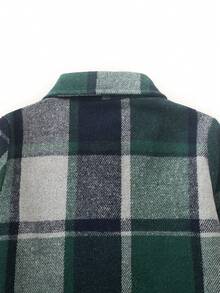 Toddler Boys' Plaid Long Sleeve Single-Breasted Casual Shirt, Autumn - Dark Green - View 4