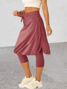 Women 20 Inch Skirted Leggings Tennis Golf Active Skirt With Pockets - Màu Đỏ Sâu - Xem 4