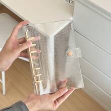A6 拡大透明グリッター PVC ルーズリーフシェルカラークリップナローバージョンルーズリーフブック 3inch 6inch Guka ブック小さなカード収納 - ダスティブルー - チェックする 10