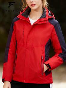 Women's Hooded Windbreaker, Hooded Design For Enhanced Protection, Comfortable For Hiking And Trekking Sports - Red - View 3