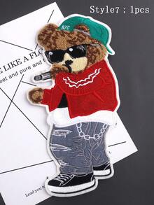 1 件/套卡通棕熊刺绣补丁，独特设计，适合 DIY 服装和配饰、牛仔裤、连衣裙、可爱刺绣贴花 - 彩色 - 查看 22