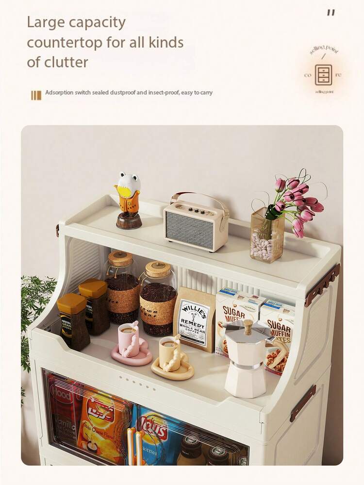 1 Tủ lưu trữ bằng nhựa hai cửa có thể gấp gọn, tủ quần áo di động, đồ dùng gia đình cho phòng khách, nhà bếp, phòng tắm, phòng ngủ, đồ chơi, tủ đựng đồ ăn nhẹ, quà tặng Giáng sinh và Halloween - trong suốt - Xem 4
