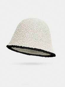 Sombrero de cubo de mujer de punto y felpa, cálido y a prueba de viento para otoño e invierno, sombrero de viaje versátil. Atuendo de clima frío para mujer - B - Ver 8