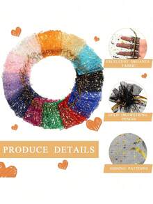 20/50/100pcs Mixed Color Moon & Star Pattern Drawstring Organza Bags - Jewelry Gift Bags, Favor Bags, Candy Bags, Suitable For Wedding, Party, Valentine's Day, Mother's Day - Reusable, Mesh Cosmetic Organza Gift Bags - Multipurpose Party Supplies - Multicolor - View 3