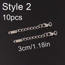 10个不锈钢龙虾扣连接器，用于DIY珠宝制作，5厘米几何心形尾链 - 龍蝦扣尾鏈 - 查看 10