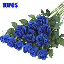 100支仿真蓝玫瑰，假花，适用于DIY婚礼花束、桌面装饰、新娘送礼会、情人节装饰、婴儿派对、家居装饰、室内/室外装饰、花瓶填充物 - 藍色 - 查看 11