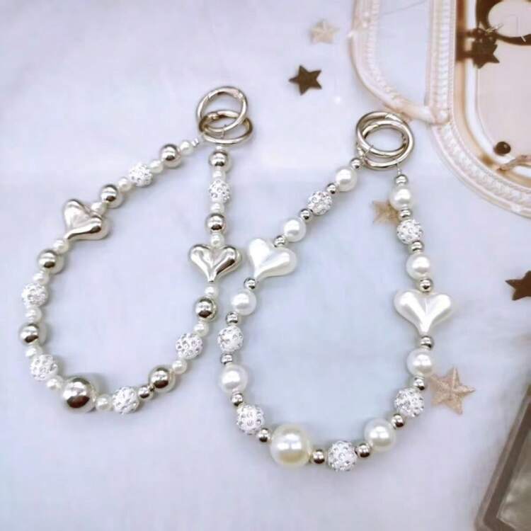 女士短款手机链腕带钥匙扣包挂饰，独特设计防丢挂绳，时尚配饰，兼容安卓及大多数智能手机，送给母亲、家人、朋友、孩子、生日、节日的礼物 - 316-2 - 查看 2