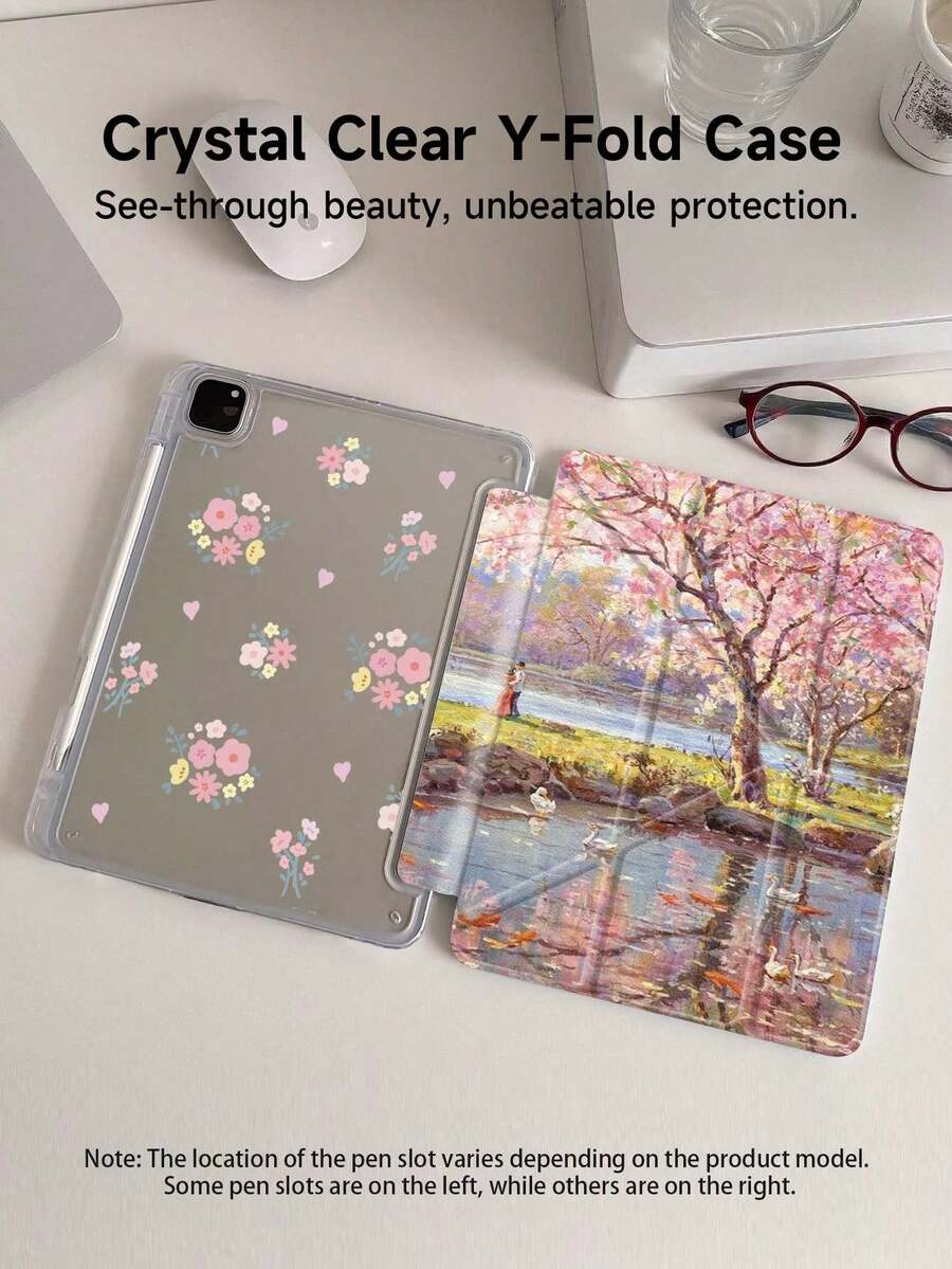 Sakura, Park & Malerei Muster kompatibel mit iPad Hülle, kompatibel mit iPad Air 4/5 (10,9"), kompatibel mit iPad 7/8/9 (10,2"), integrierter Apple Pencil Slot, passend für Tab S6 (10,4"), Tab A7 Lite (8,7"), Kindle (11. Generation, 2022), verstärkte Silikonecken, Auto Wake/Sleep, romantisches Herbst/Winter, Weihnachten, Valentinstag, Neujahrsgeschenk - Verschiedenfarbig - Übersicht 1