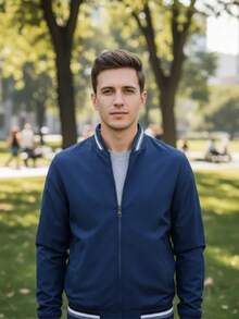 Chamarra Casual A Prueba Para Viento Y Agua Hombres Miveni - Azul - Ver 1