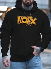 Sudadera con capucha para hombre de NOFX - Sudadera holgada, tela suave, prenda superior de estilo urbano, adecuada para otoño e invierno, regalo de moda para hombres - Ropa casual de uso diario, sudadera con capucha, ropa de otoño e invierno, estampado de letras grandes, ajuste cómodo, holgado - Negro - Ver 3