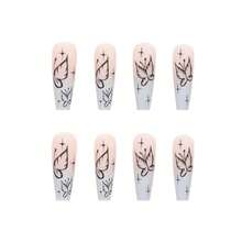 Fake Nails Long Coffin Butterfly Press On Nails Matte Acrylic Full Cover Ballerina False Nails For Women And FFgirls 24PCS{Inchcolor_nameinch:InchNails-07inch} - 指甲-07 - 查看 4