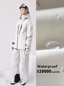 VECTOR MOTION Strider 保暖内衬直筒滑雪裤，弹性面料，防风，防水，耐磨，透气，适用于单板/双板滑雪 - 白色 - 查看 7