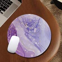 1 Purple Marble Moon Cute Mouse Pad, Office Desk Circular Mouse Pad, Small Mini Travel Mouse Pad With Anti Slip Rubber Base, 7.87 Inch Diameter Suitable For Work Wireless Computer Laptop, Office Desk Accessory Single 47g - Multicolor - View 7