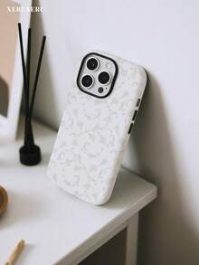 xercxerc White Beige Floral Vine Pattern 2 - In - 1 PC & TPU Protective Phone Case, Funda Para Phone Cover Phone Matching Phone Cases Phone Cases Phone Case For Phone 11 12 13 14 15 16 16e 17 Pro ProMax For Phone Air - trắng - Xem 1