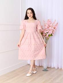 Junior Lace Dress - Baby Pink - View 2