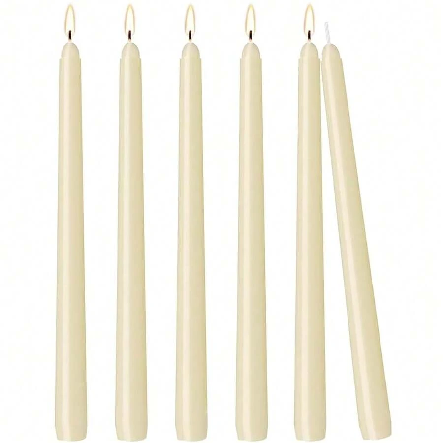 10 Inch Ivory Taper Candles 6 Pack, Unscented And Less Tall Candlesticks For Household, Wedding, Party And Home Décor Candlesticks{Inchcolor_nameinch:InchIvoryinch,Inchsize_nameinch:Inch12Inch-6Countinch} - Ivory - 查看 1