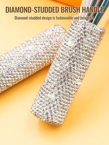 SEPROFE 1支闪亮钻石化妆刷，优质水钻手柄粉底刷，大号蓬松散粉腮红刷，超柔软纤维面部化妆工具，粉底刷，遮瑕刷，腮红刷，修容刷，腮红刷，古铜粉刷，散粉刷，粉底刷，腮红刷 - 白色 - 查看 5