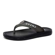 Men's Thick Sole Leather Outdoor Slippers, Retro Soft Bottom Beach Flip Flops - Dark Grey - View 12