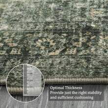 Morebes - Alfombras de área verde lavables 4 x 6 pulgadas estilo clásico bohemio para recámara piso interior suave antideslizante no desprende pelusa alfombra para sala de estar cocina - verde oscuro multicolor - Ver 3