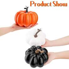 - Calabazas artificiales de espuma blanca de 5.9 pulgadas, calabazas pequeas, decoracin de cosecha de otoo, realista, manualidades, calabazas falsas para Halloween, Accin de Gracias, boda - Blanco - Ver 4