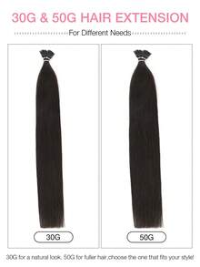 50片I型接发,1B自然黑,14-22英寸直发,角蛋白I型隐形接发 - S1B - 查看 5