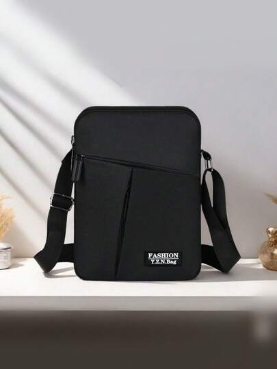 Large Capacity Fashion Men's One Shoulder Diagonal Messenger Bag, Multi-Functional Adjustable Strap Zipper Closure, Multi-Compartment Practical Storage Men's Bag Pouch