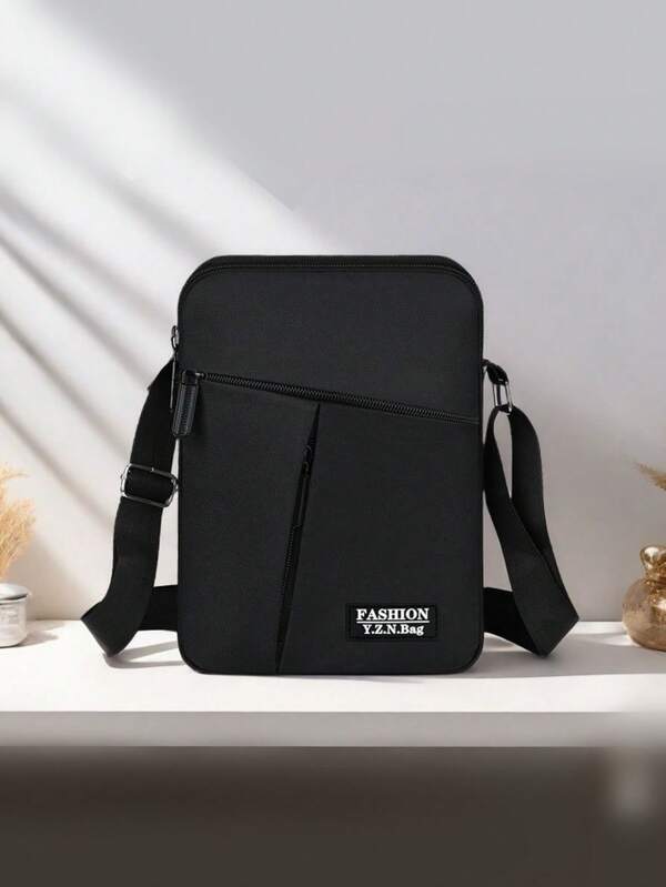 Large Capacity Fashion Men's One Shoulder Diagonal Messenger Bag, Multi-Functional Adjustable Strap Zipper Closure, Multi-Compartment Practical Storage Men's Bag Pouch