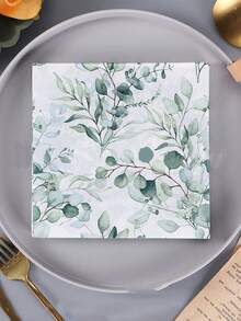13英寸 x 13英寸绿色桉树叶图案一次性餐巾纸,适用于生日、婚礼、节日、万圣节、圣诞节、新年等场合,可用作派对用品和桌面装饰。 - 棕色 - 查看 13