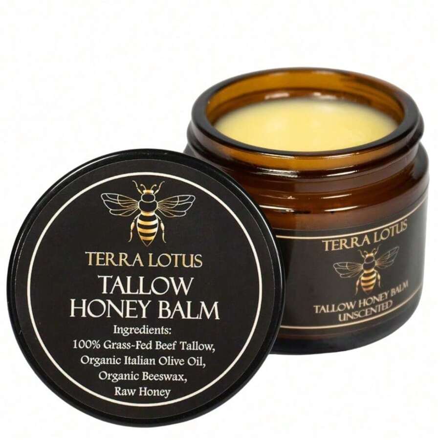 Organic Grass-Fed Beef Tallow Balm With Raw Honey - Moisturizing Cream For Soft, Smooth Skin - Handmade  Moisturizer - 黑色 - 查看 1