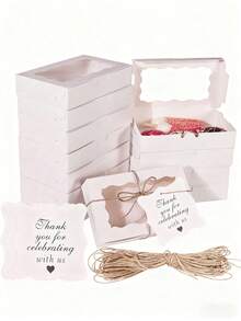 1/3/15pcs - Cookies & Pastries Boxes With Clear Window, Size: 7 X 4.3 X 1.5 Inches, Kraft Paper Material, Premium Baked Goods Gift Boxes For Desserts, Weddings, Parties, Christmas, Birthdays - Multicolor - View 6