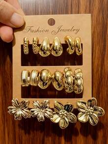 16 Stücke minimalistisches hochwertiges UV-beschichtetes CCB Harz Ohrstecker Set, C-förmiges Creolen Set, neue beschichtete Ohrringe für Frauen, Hip-Hop Schmuck, geometrische Ohrringe, Alltagsschmuck, Geschenk für Freundin/Familie/Freunde